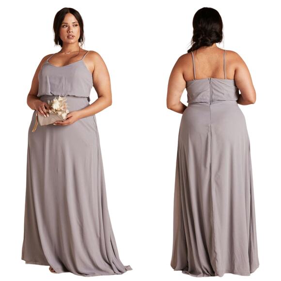 NWT Birdy Grey Gwennie Formal Bridesmaid Dress in Chiffon Silver Curve 3X - Picture 1 of 11